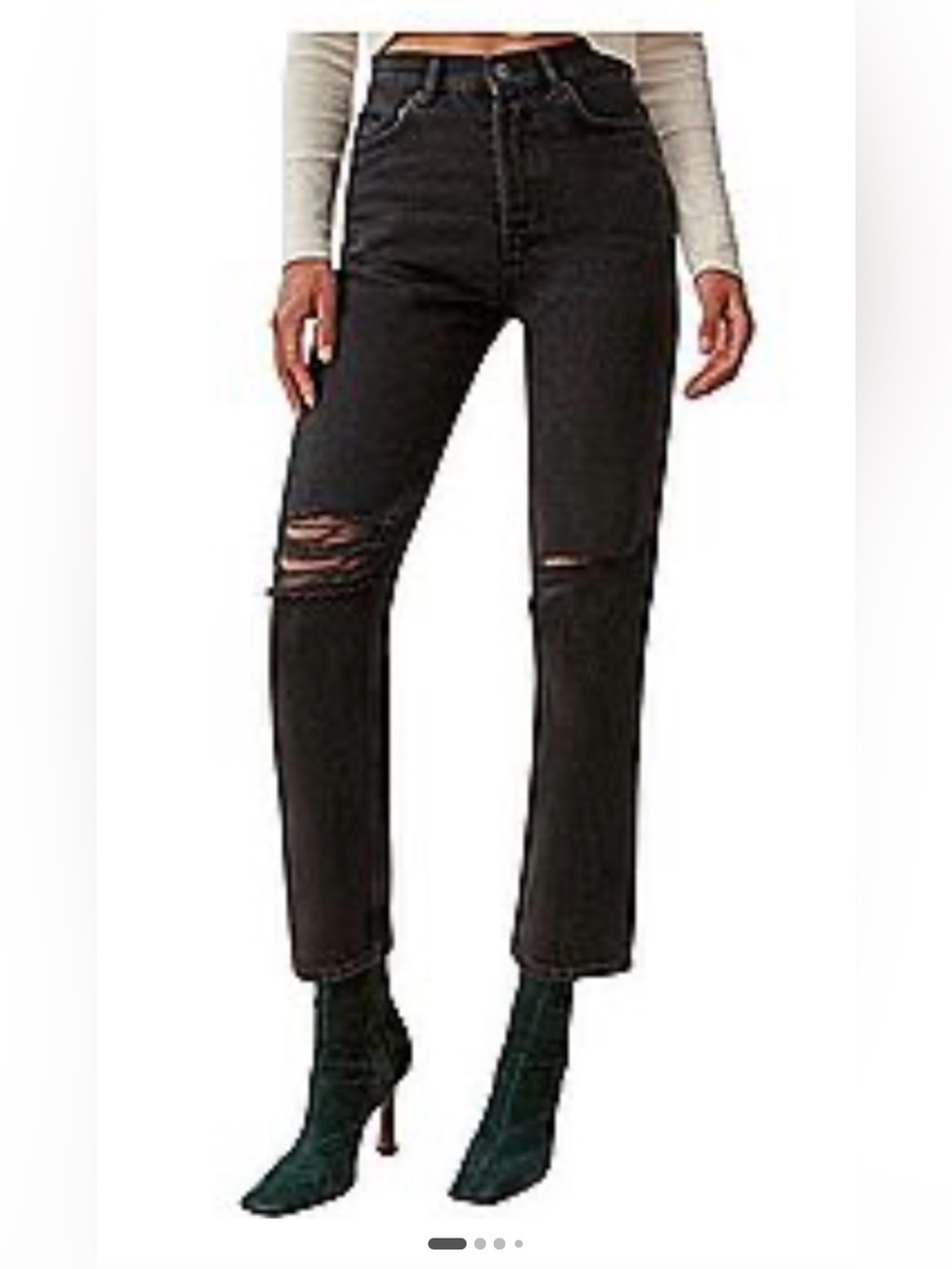 Reformation Cynthia High Rise Straight Distressed Jeans Women's Size 27 Black
